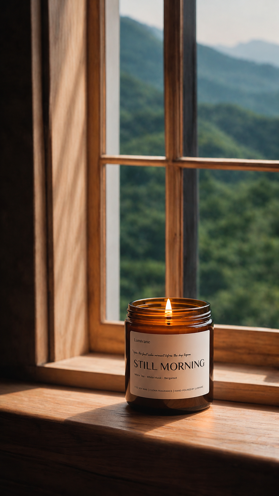 A soft clean morning scent with white tea, bergamot, ginger, and white musk.